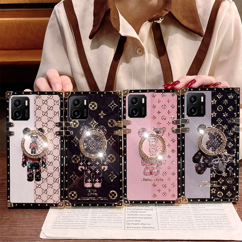 Ốp Điện Thoại Lấp Lánh In Hình Gấu Cho Vivo Y15S Y15A Y3S Y11 Y12 Y17 Y77 Y02S Y35 Y22 Y16 V25 V27 PRO V25E V27E