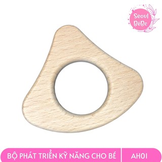 Bộ Gặm Nướu Bằng Gỗ Thông An Toàn Cho Trẻ Nhỏ 👶 Gồm 5 Sản Phẩm Giúp Bé Tập Cầm Nắm, Quen Với Những Hình Khối