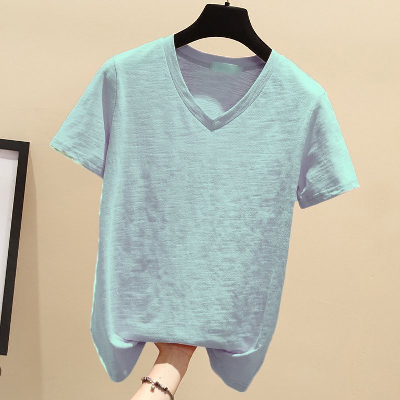 Áo thun xược cotton nữ cổ tim