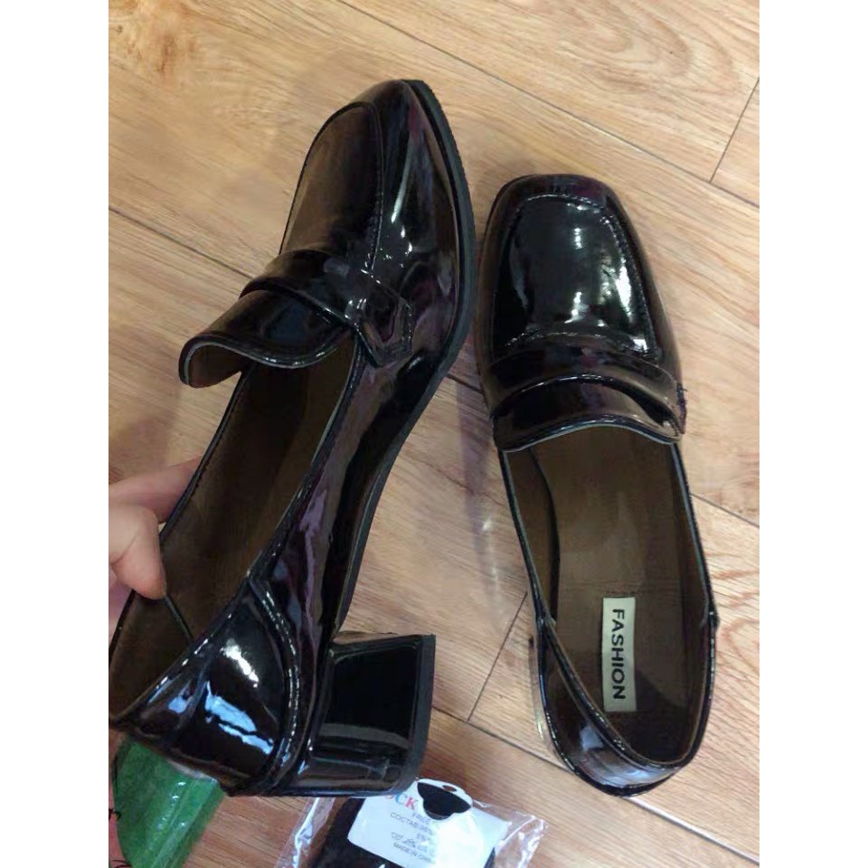 [ORDER] Giày loafer nữ da bóng mũi vuông