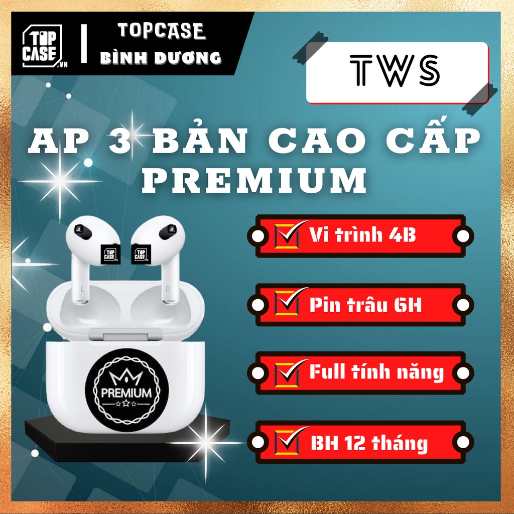 Tai nghe Bluetooth không dây AP 3 Cao Cấp Check Setting,vi trình 4B66-J6973D4,pin 6h,đầy đủ tính năng-TOPCASE BÌNH DƯƠNG