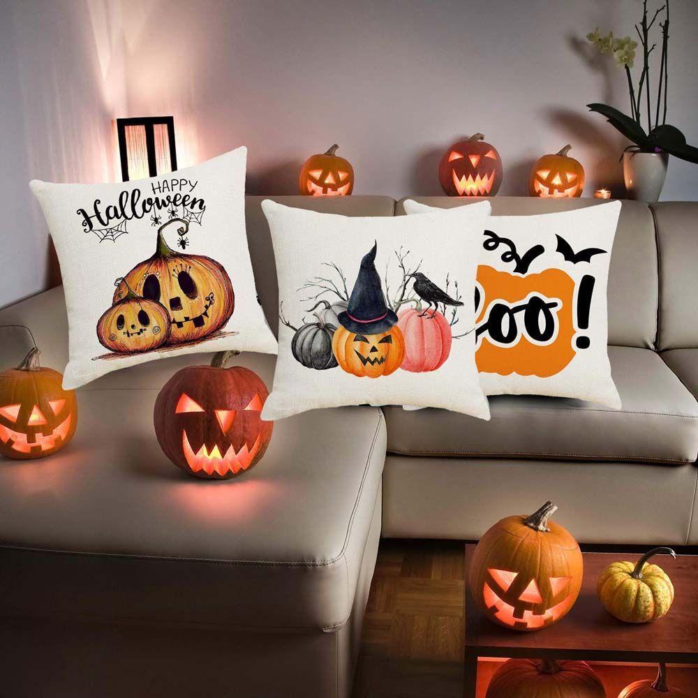 Vỏ Gối Vuông Họa Tiết Halloween Trang Trí Nội Thất Ốp