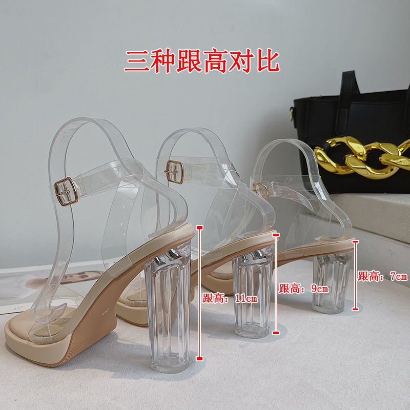 Giày Sandal Cao Gót Pha Lê Trong Suốt Chống Nước Thời Trang Mùa Hè Hàn Quốc 2022 Cho Nữ