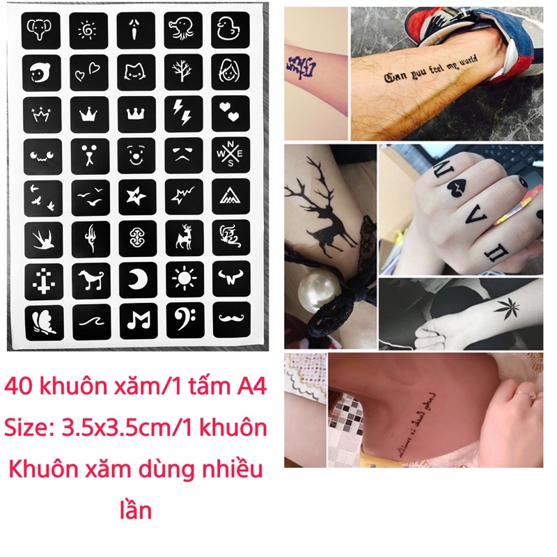 35-40 KHUÔN XĂM TATTO/ 1 tấm A4 (KHÔNG KÈM MỰC XĂM)