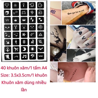 35-40 KHUÔN XĂM TATTO/ 1 tấm A4 (KHÔNG KÈM MỰC XĂM)