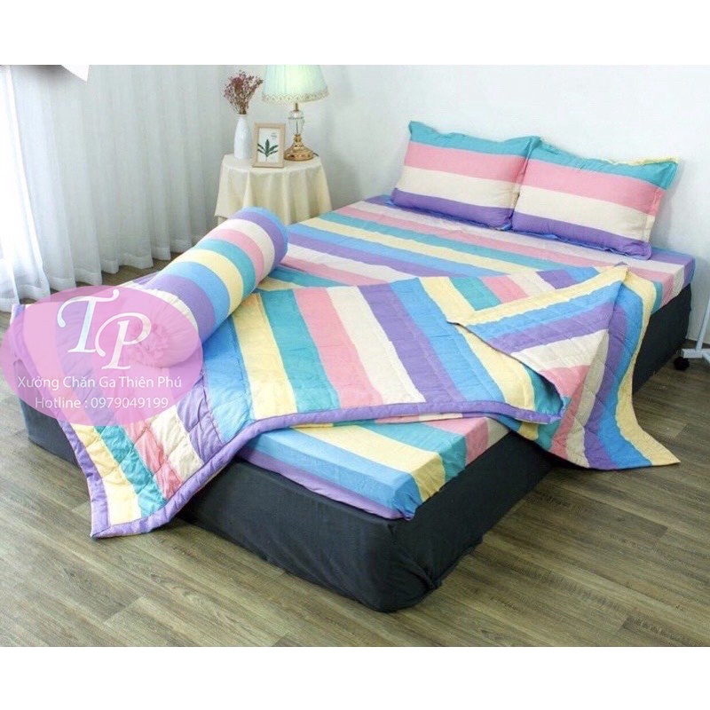 Bộ Chăn Ga Gối Chăn HÈ 5 Món Coton Poly- Đủ Kích Thước : 1m6/1m8/2m2