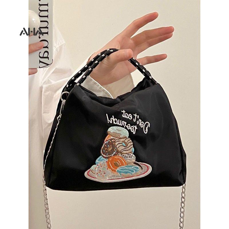 Túi đựng điện thoại AHA official mini bằng vải nylon bện thêu họa tiết dễ thương