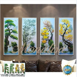 Tranh đính đá Tứ quý Tùng Trúc Cúc Mai (Y8153) 💥 kích thước 162*100 cm 📌