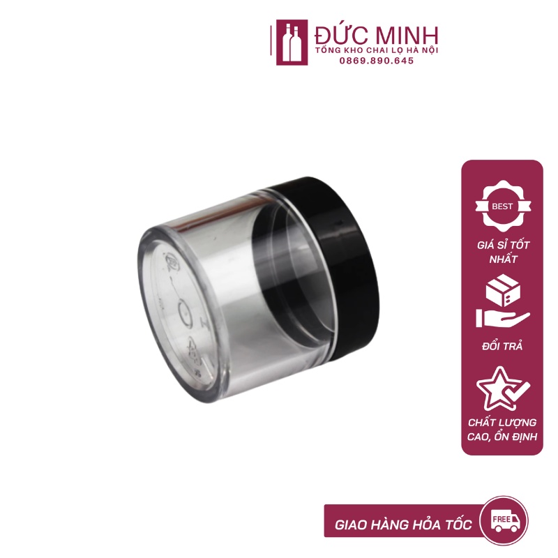 Hũ nhựa trong nắp den 20gr/30gr [Giá Sỉ/ Lẻ]
