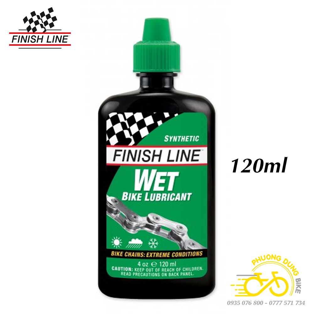 Dầu nhớt tra sên xích líp xe đạp FINISH LINE WET 120ml - Hàng chính Hãng