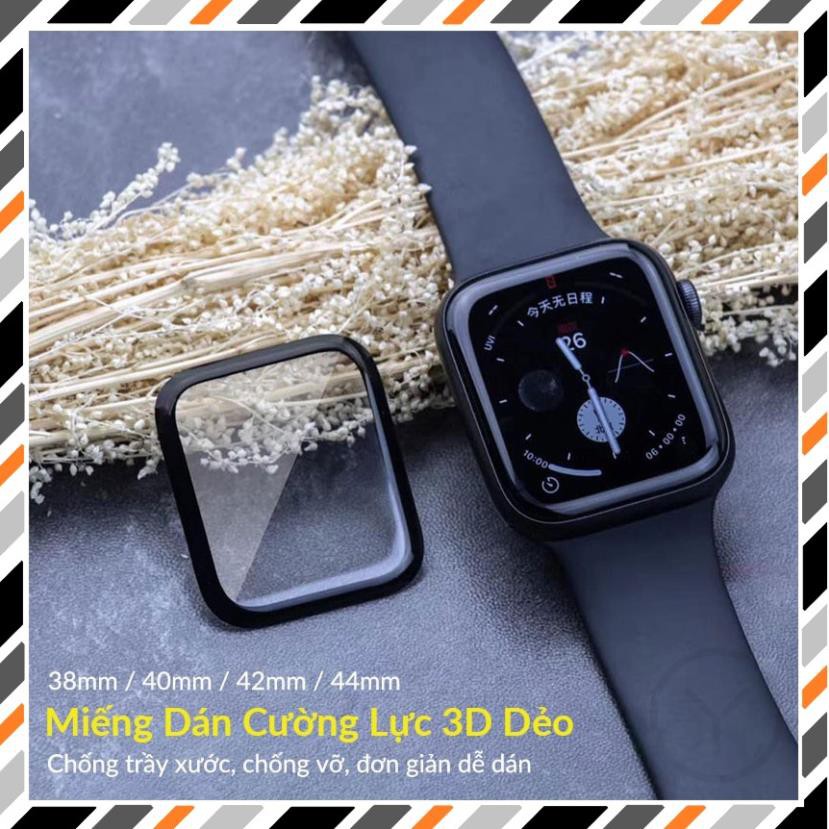 Miếng Dán Apple Watch Dẻo Chính Hãng Kuzoom Full Viền Full Size 38/40/42/44mm Kèm Khung Hỗ Trợ Dán.