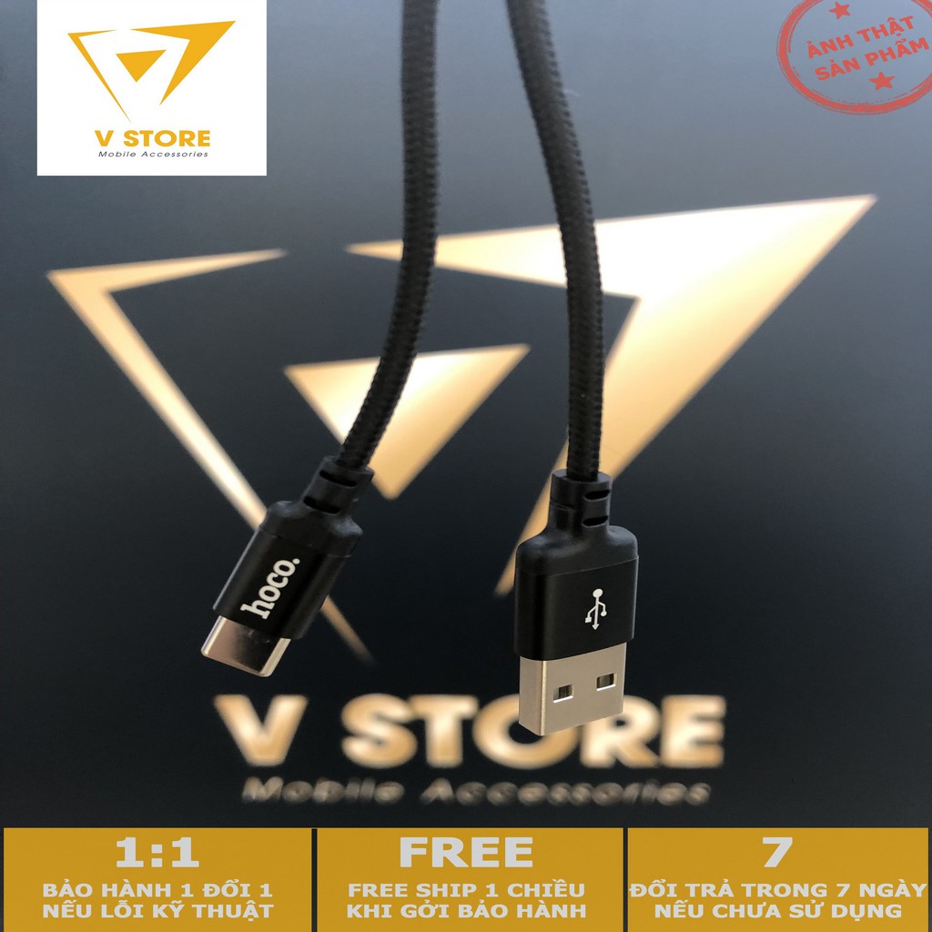 Dây cáp sạc nhanh cho ip android lightning micro usb type c dây dù nhựa hoco x14 x37 dài 1m 2m [hoco đà nẵng