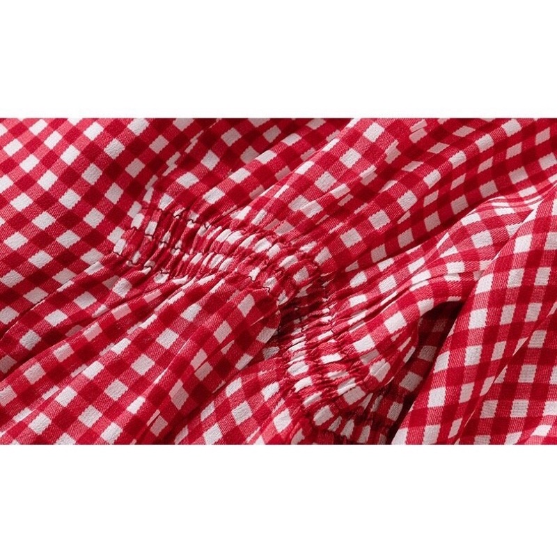 RA1369 Áo chiffon nữ hè thu tay lỡ caro hàng nhập