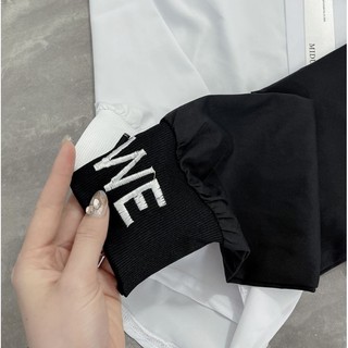 Áo sơ mi thô lụa phối tay