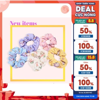 Set cột tóc vải scrunchies họa tiết cute