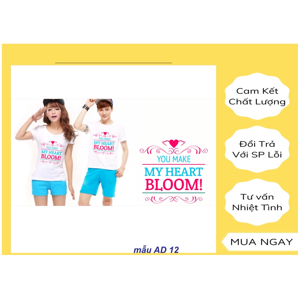 Áo đôi nam nữ tay cộc in hình ngộ nghĩnh , áo cặp in hình phong cách HÀN QUỐC