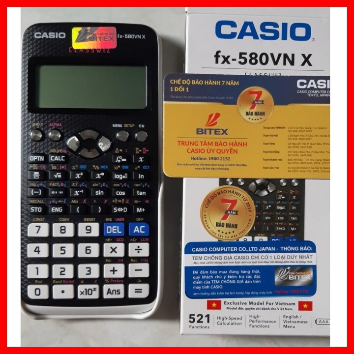 Máy tính CASIO 580VN X hiệu suất cao, tốc độ tính toán nhanh phù hợp với nhiều cấp học từ học sinh, sinh viên.