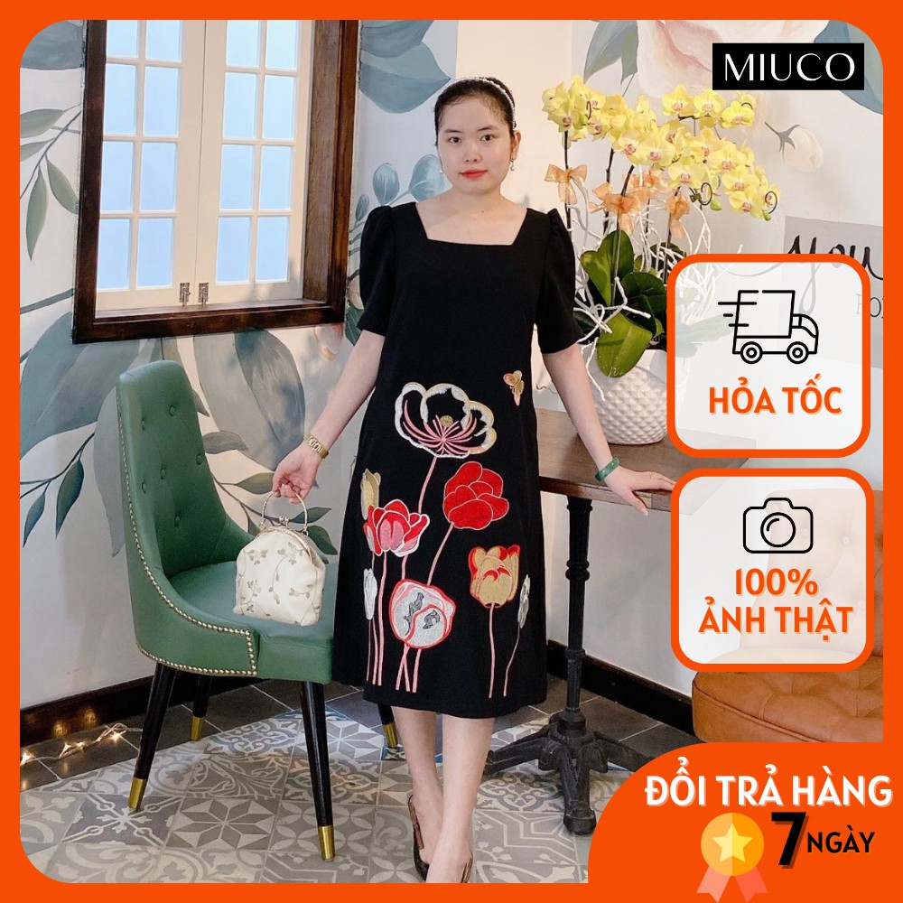 Đầm Trung Niên BIGSIZE - Thêu Chân Bông Tay Phồng CG036