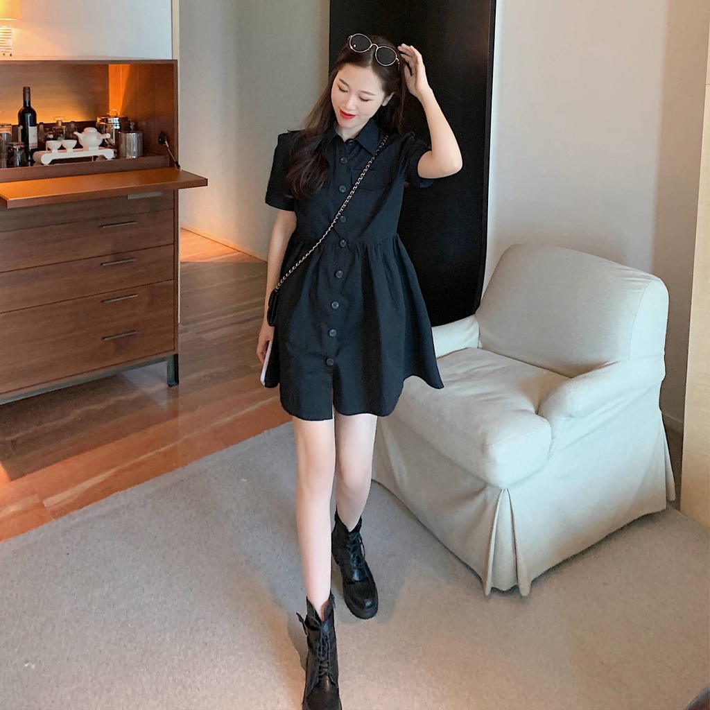 Váy dáng chữ A lưng cao phong cách retro Pháp chất lượng cao thời trang 2021 cho nữ