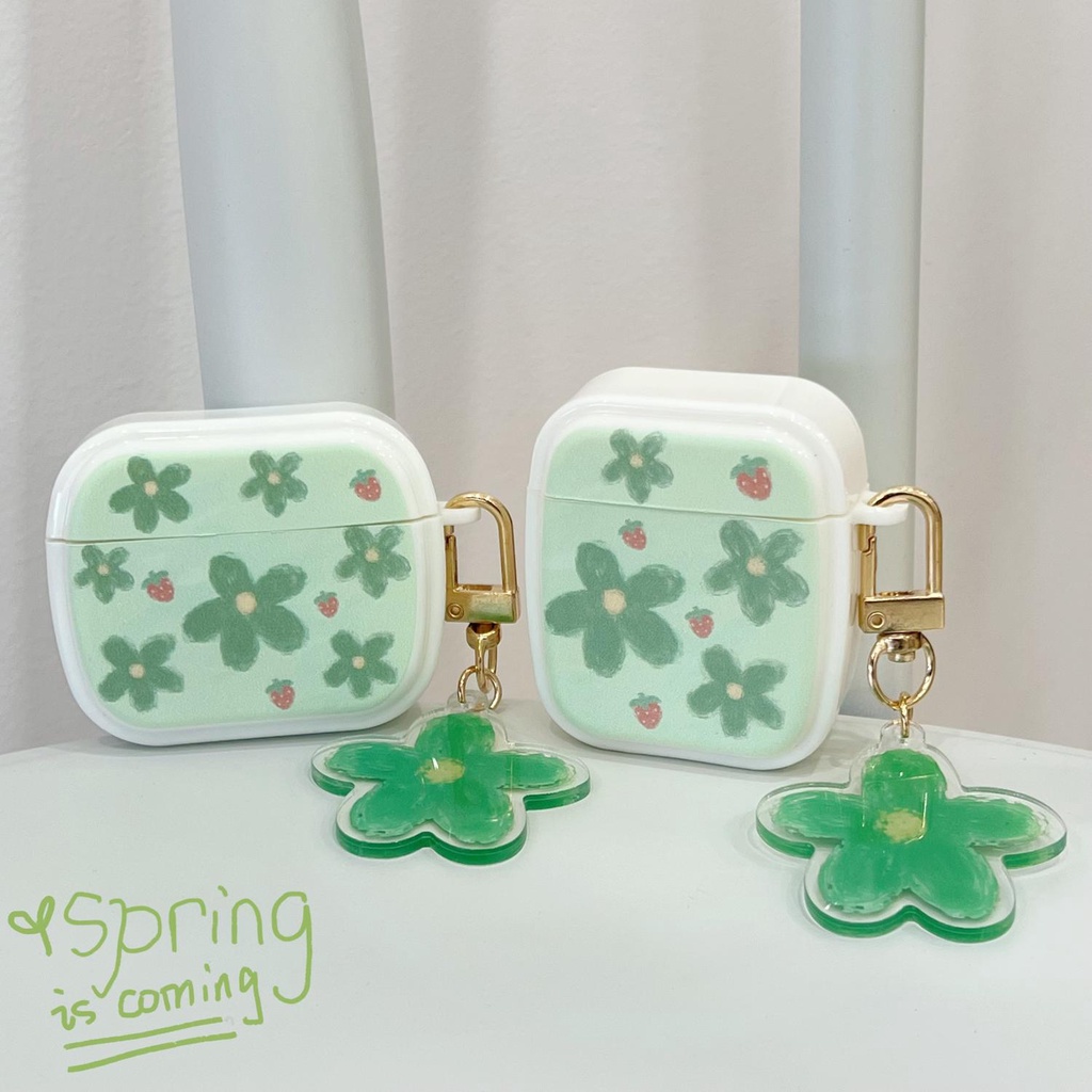 Vỏ Bảo Vệ Hộp Sạc Tai Nghe Bluetooth Không Dây AirPods 1 / 2 Pro 3 2021 Bằng Tpu Silicone Mềm Hình Hoa Tulip Màu Vàng / Xanh Lá