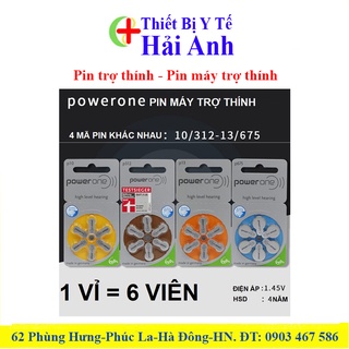 Pin trợ thính - pin máy trợ thính p675 - pr44, p13 - pr48, p312 - pr41, p10 - pr70 power one vỉ 06 viên