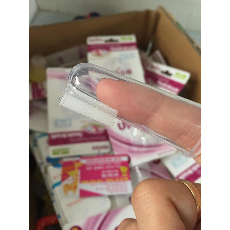 Rơ lưỡi xỏ ngón/ bàn chải đánh răng cho bé silicone siêu mềm Upass Thái Lan