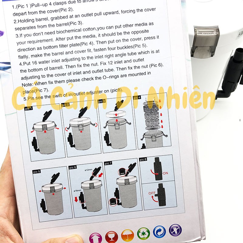 Hộp lọc phụ ngoài HW-603 không bơm - Out Side Filter Sunsun HW603 cho hồ cá