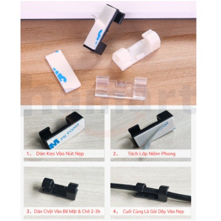 Nẹp Cố Định Dây Điện Kẹp Giữ Cáp Sạc Nẹp Dây Điện Chống Rối Dán Tường