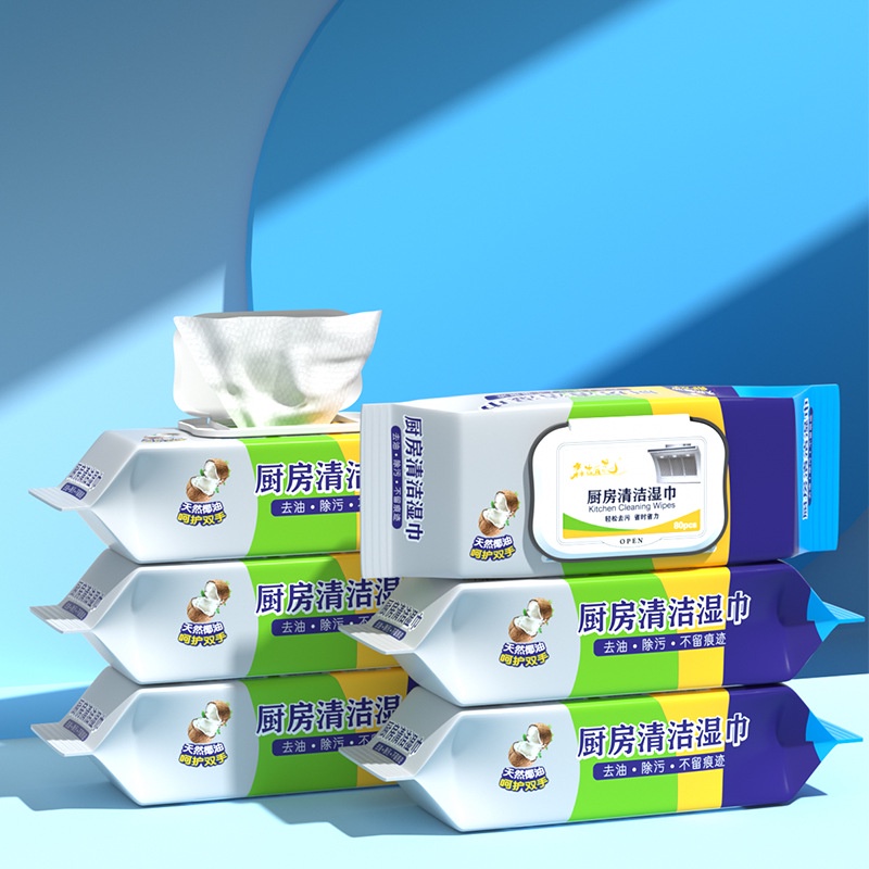 Gói 80 Tờ Khăn Giấy Ướt Để Bàn Dùng Một Lần Cho Nhà Bếp
