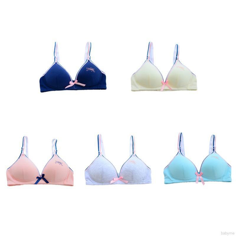 ♕ babyme ღ Girl Underwear Cotton A Cup Training Bras Teenage Fitness Bra 12-18Y