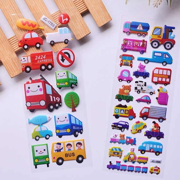 1 tấm sticker hình dán nổi 3D đồ chơi trẻ em học Tự làm sổ tay, nhật ký nhãn dán trang trí dễ thương nhiều chủ đề hay