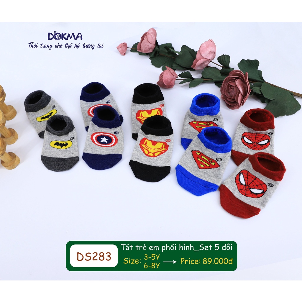 DS283 Set 5 đôi tất cổ ngắn Dokma thu đông cho bé (3-8T)