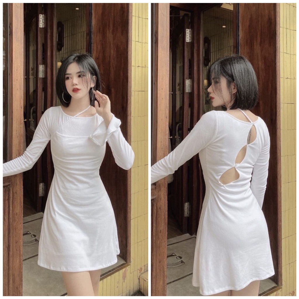 ĐẦM NGẮN TAY DÀI THIẾT KẾ ÔM BODY CUT OUT SAU LƯNG - LINE DRESS
