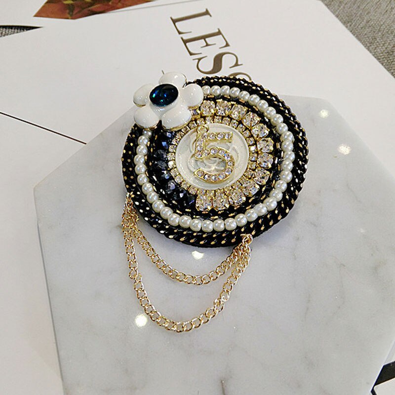 Ghim cài áo hình vương miện đính ngọc trai giả sang trọng 5 màu sắc