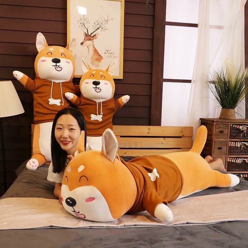 Gấu Bông Chó ShiBa mặc áo hoodie đáng yêu cao cấp nhập khẩu
