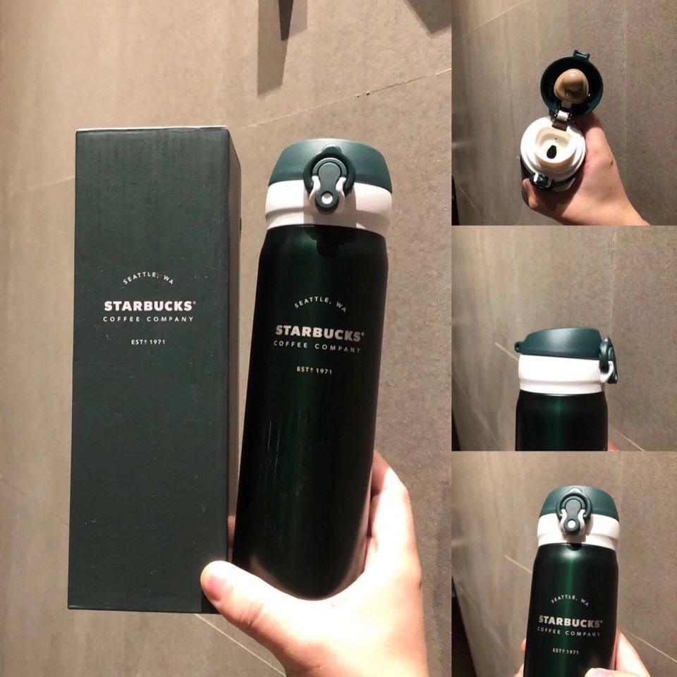 Bình đựng nước giữ nhiệt STARBUCKS X THERMOS màu xanh rêu Dung tích 500ml