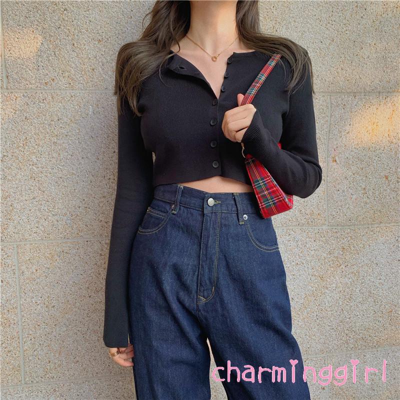 Áo Khoác Len Tay Dài Đính Nút Thời Trang Cho Nữ