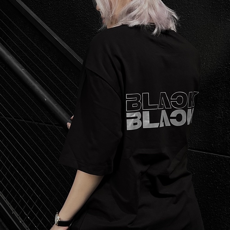Áo thun tay lỡ Unisex thời trang Hook in chữ Black phản quang