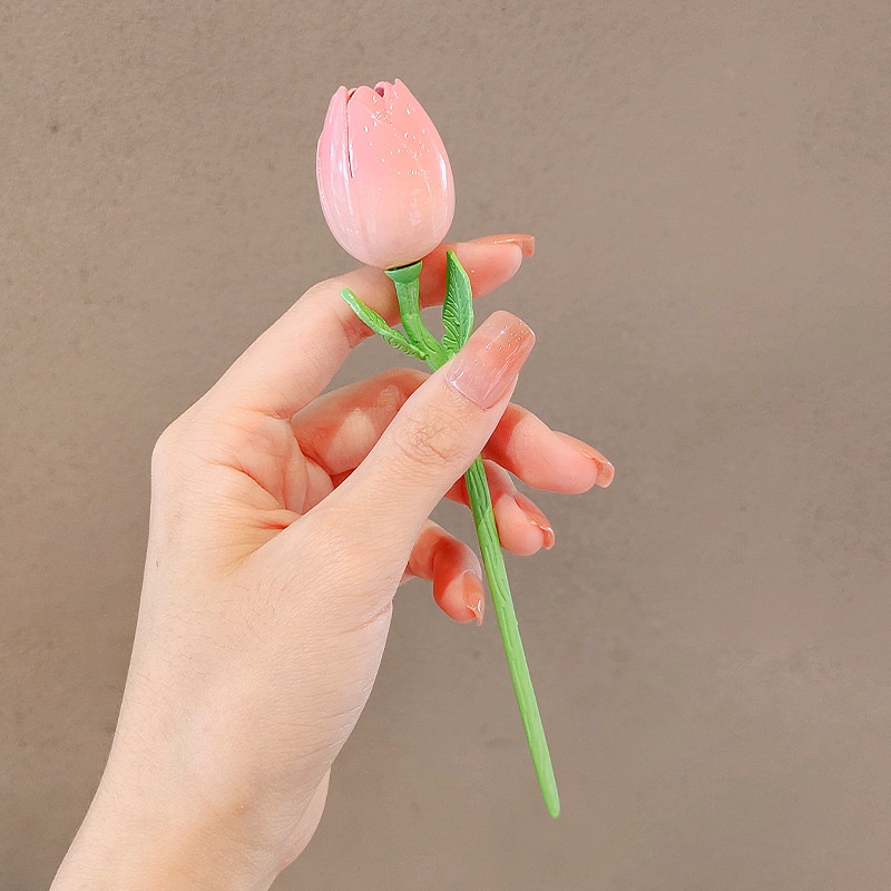 Kẹp Tóc Hình Hoa Tulip Hồng Phong Cách Hàn Quốc Ngọt Ngào