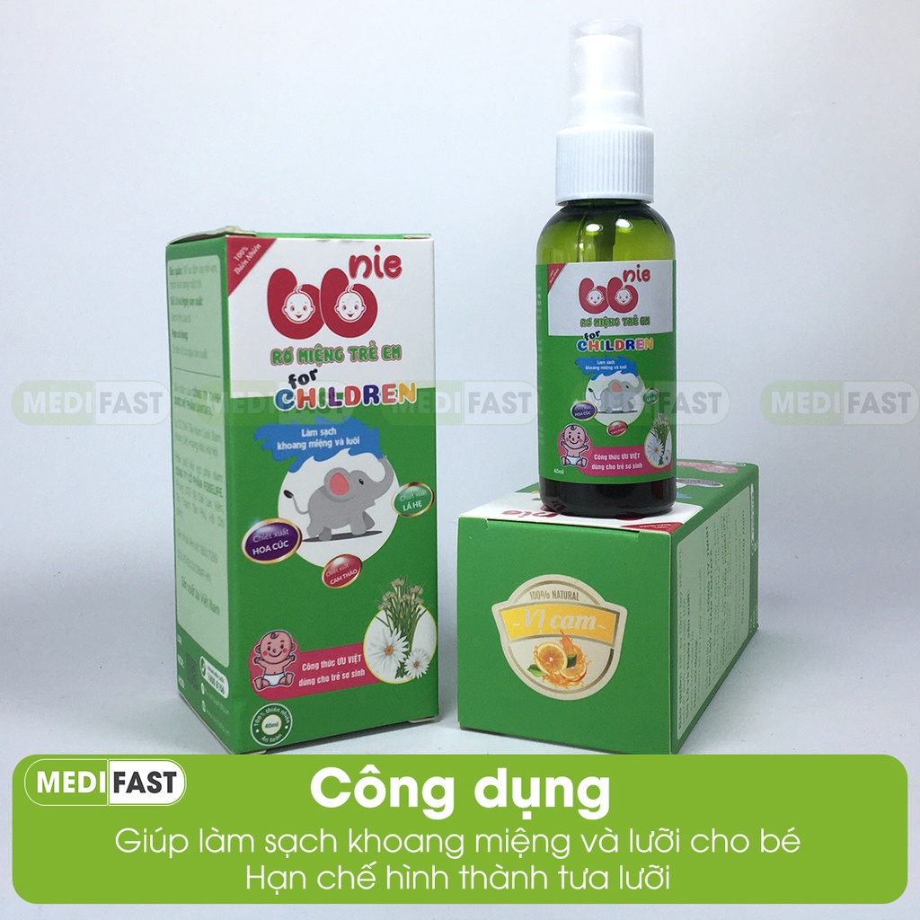 Dung dịch BBnie rơ lưỡi cho trẻ từ sơ sinh vị cam Chai 40ml, làm sạch tưa lưỡi từ Lá hẹ, Cúc hoa và thảo dược