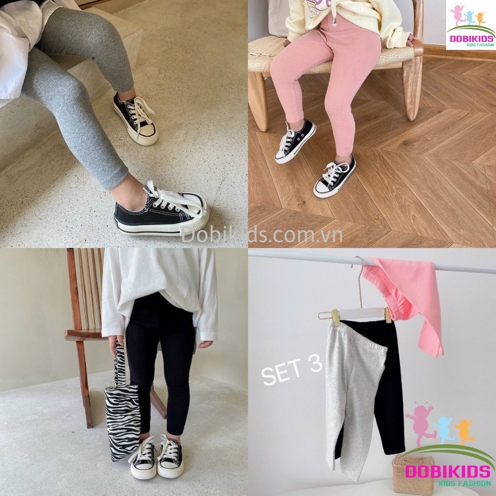 [VẢI XUẤT] Quần legging bé gái thun co giãn 4 chiều từ 8-20kg