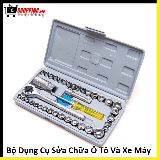 Bộ Dụng Cụ Sửa Chữa Ô Tô Và Xe Máy Gồm 39 Dụng Cụ Và 1 Hộp Đựng Tiện Lợi