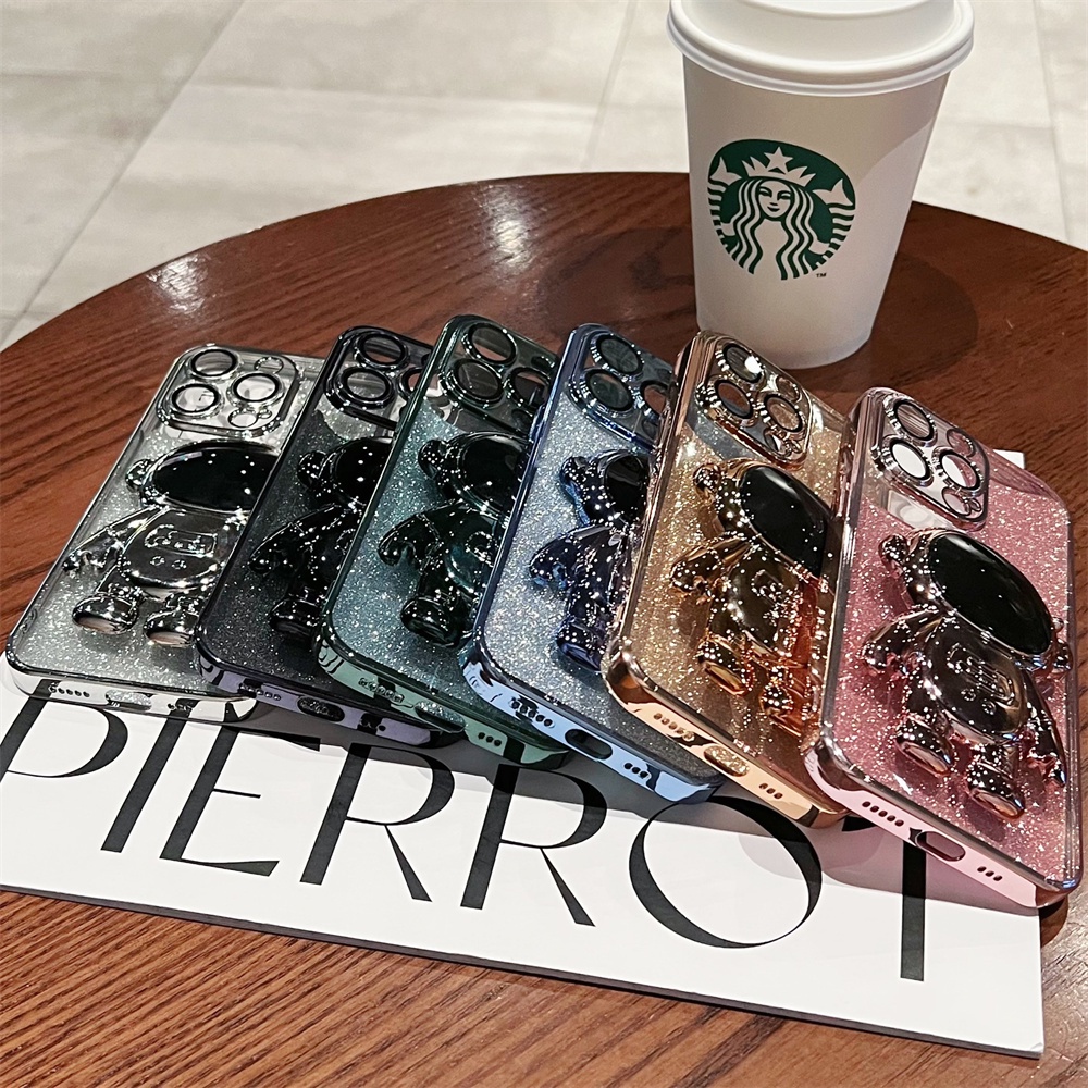 Ốp Điện Thoại TPU Trong Suốt In Hình Phi Hành Gia Kèm Giá Đỡ Cho iPhone 14max 14 13 12 11 Pro Max Xs Max Xr 8 7Plus