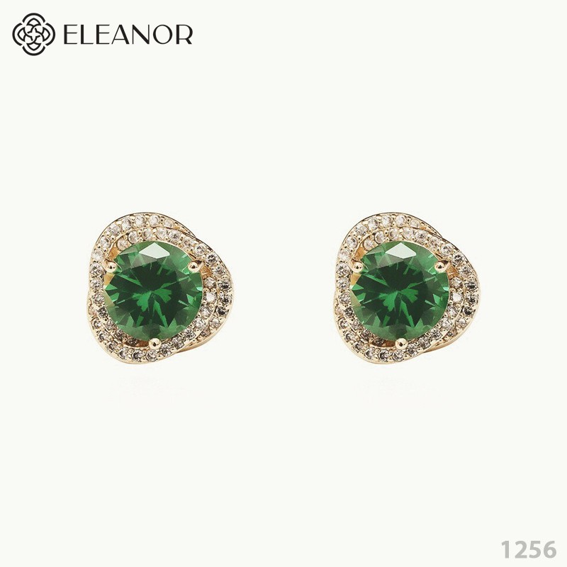 Bông tai nữ chuôi bạc 925 Eleanor Accessories hình hoa đính đá phụ kiện trang sức 5807