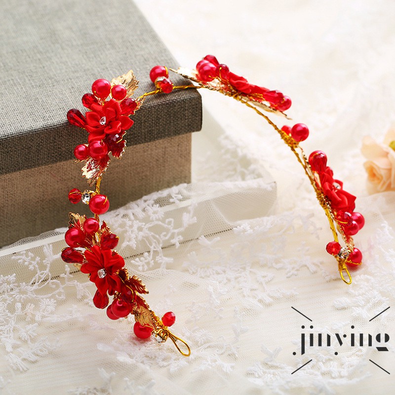 GETNOIVAS Băng đô cài tóc trang trí bông hoa đính đá sang trọng xinh xắn cho cô dâu