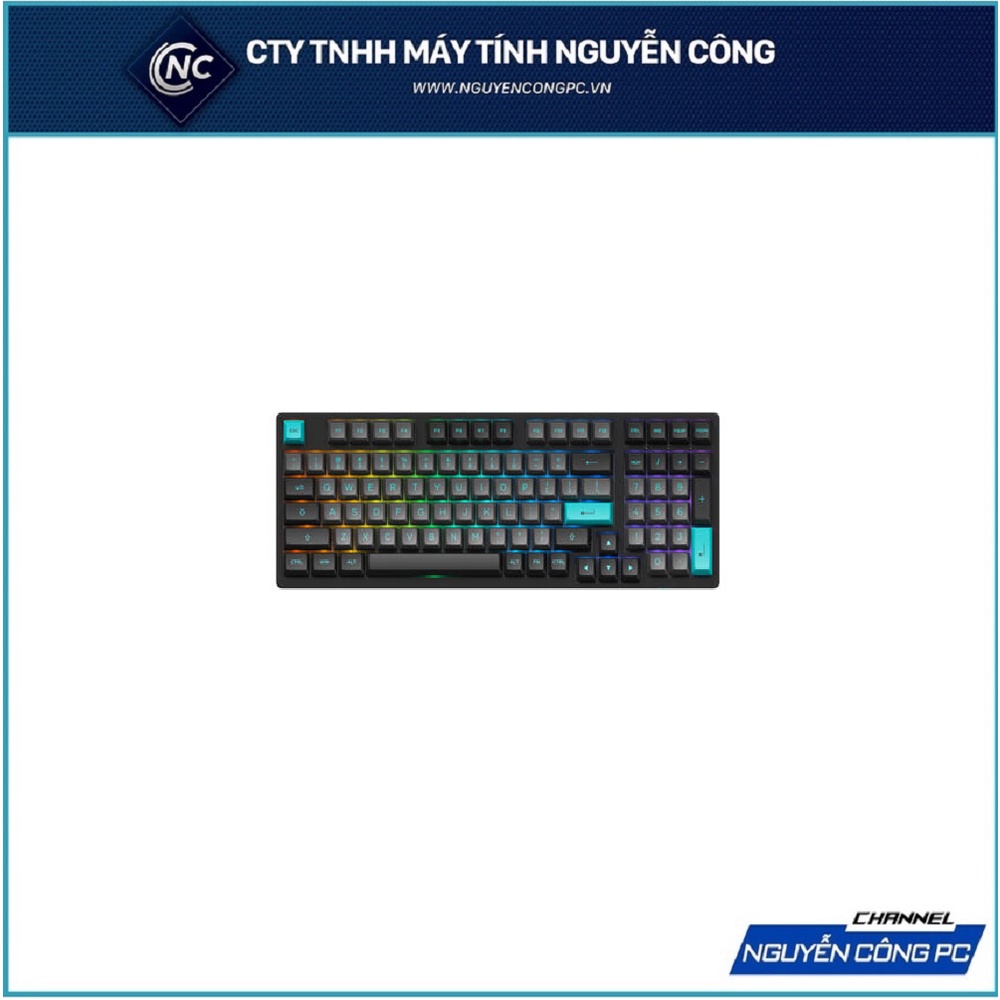 Bàn phím cơ AKKO 3098B Multi-modes Black&Cyan (Bluetooth 5.0/Wireless 2.4/Hotswap/Foam tiêu âm/AKKO SW Blue/Pink/Silver)