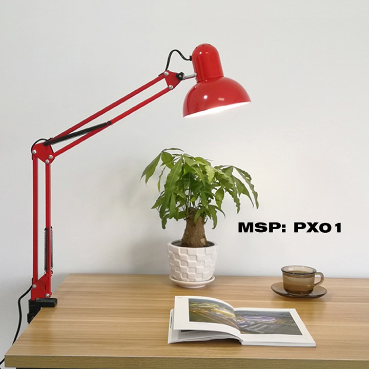 Đèn kẹp bàn MONSKY PX01 chao to thân dài 90cm kèm bóng LED Rạng Đông 3w chống cận
