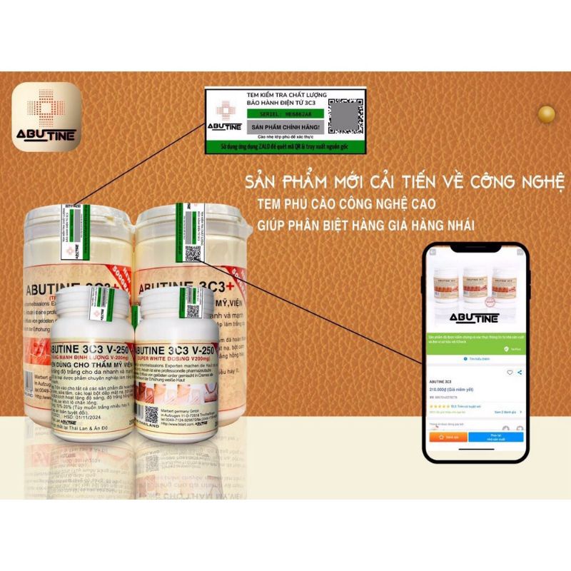 Kích trắng Abutin 3C3 V250 chính hãng, tem cào, check được mã
