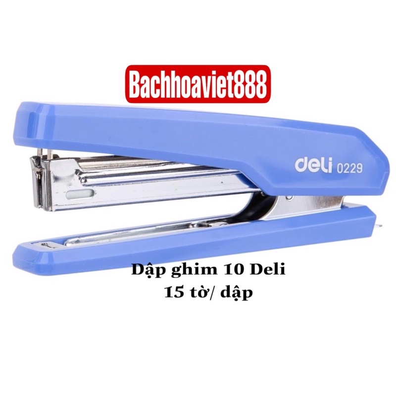 Dập ghim số 10 Deli 0229, máy bấm kim deli chính hãng dập ghim 15 tờ/ lần, chắc chắn bền đẹp