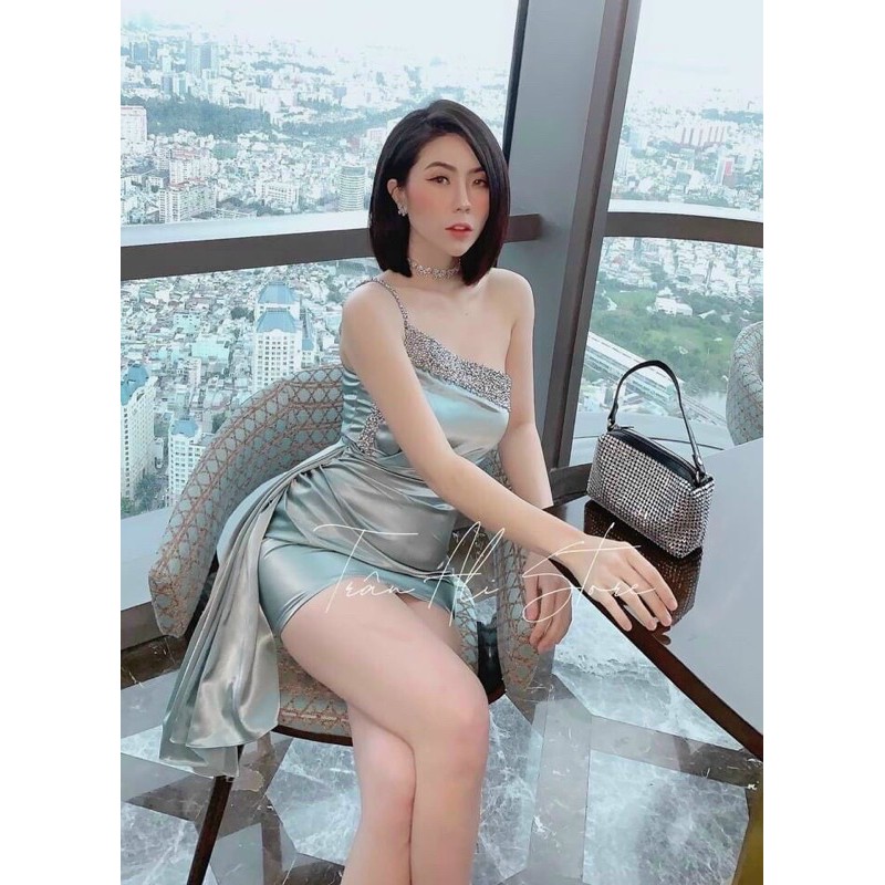 đầm body 1 vai đính đá cúp ngực